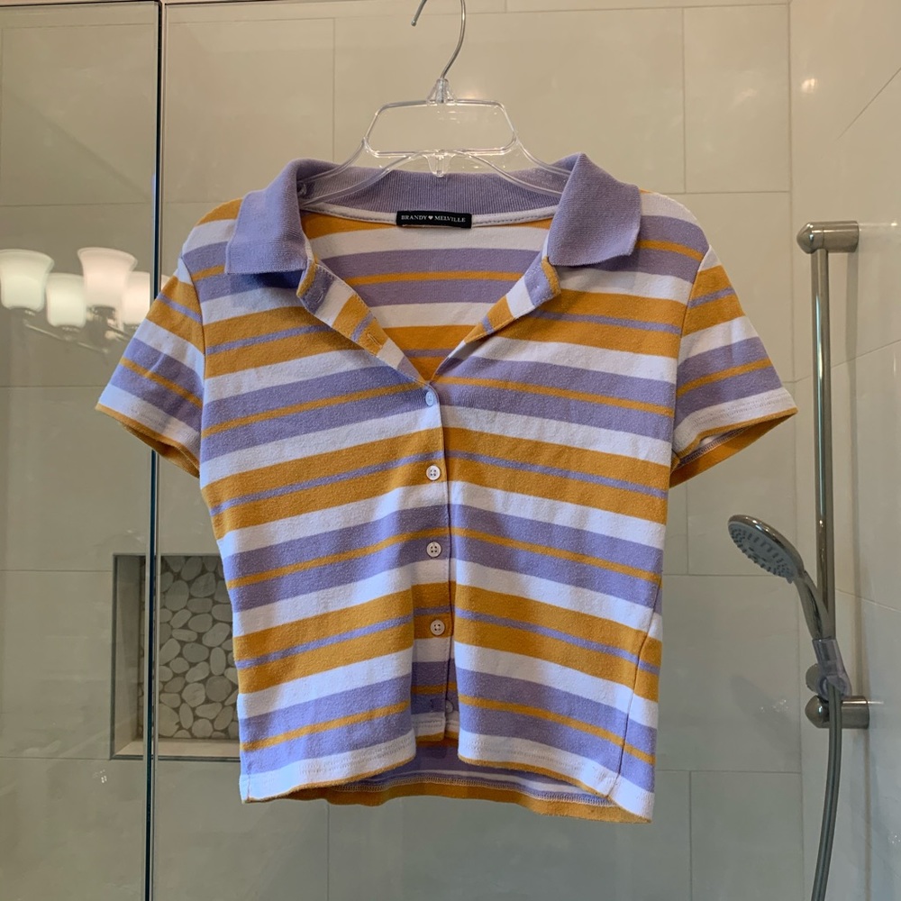 Brandy Melville Orange Lavender Summer Crop Top